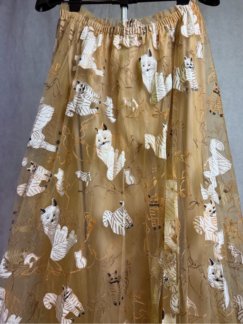 Geisha Designs Appliqué Maxi Skirt Anthropologie Cat Print NWT XL - Picture 8 of 10